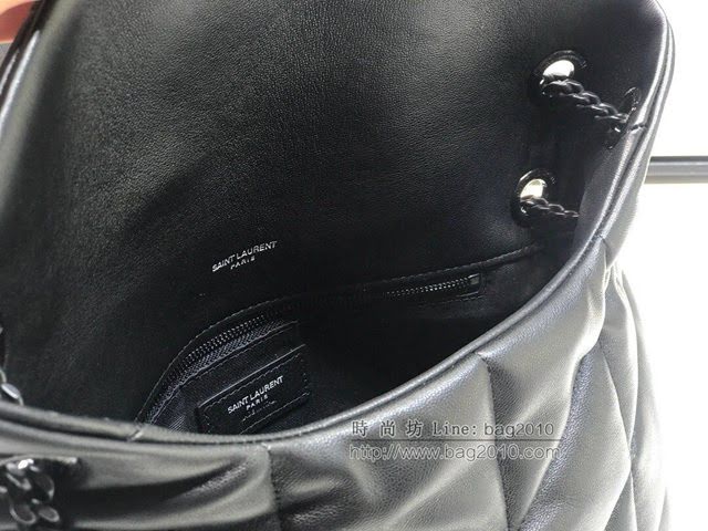 YSL爆款女士包包 聖羅蘭經典款LOULOU PUFFER絎縫漆皮小號郵差包 YSL肩背斜挎包 577476  jjh1138